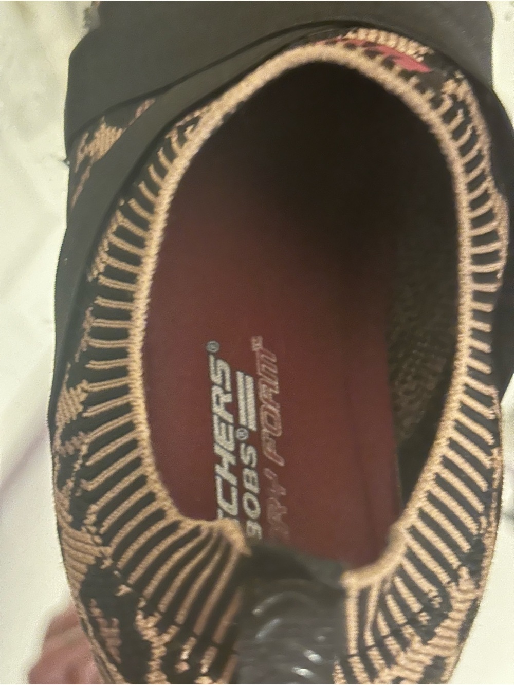 Skechers Slip-On Leopard Knit Athletic Sneakers - Tan/Black - Picture 7 of 7